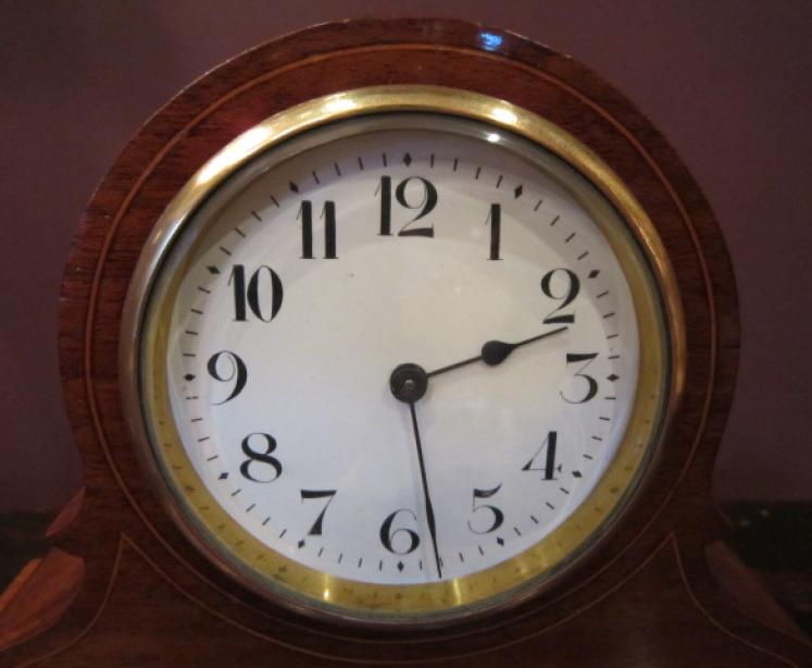 Superb Edwardian Antique Sheraton Inlaid Mantel Clock - Image 5
