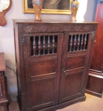 Superb Oak Charles II Bread & Cheese Cupboard
