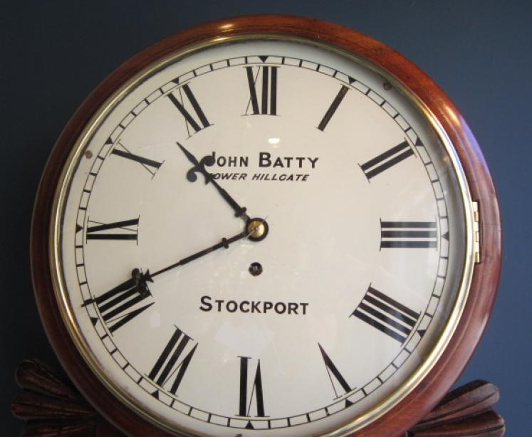 Mid Victorian Brass Inlaid Fusee Drop Dial Wallclock - Image 2