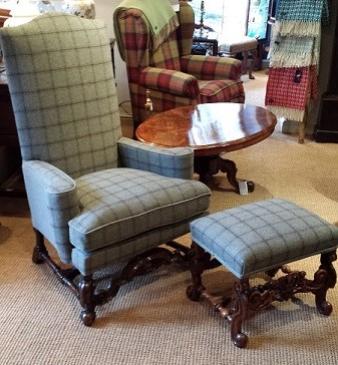 Victorian Carved Walnut Chair And Foot Stool