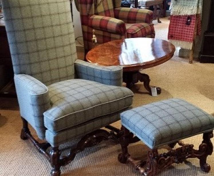 Victorian Carved Walnut Chair And Foot Stool - Image 1