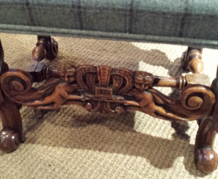 Victorian Carved Walnut Chair And Foot Stool - Image 5