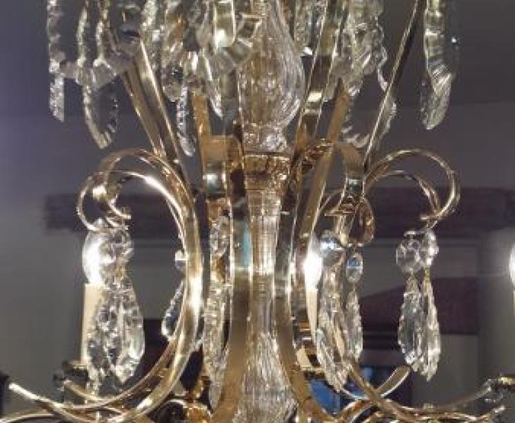 Stunning 1920's Crystal Cut Glass Chandelier - Image 3