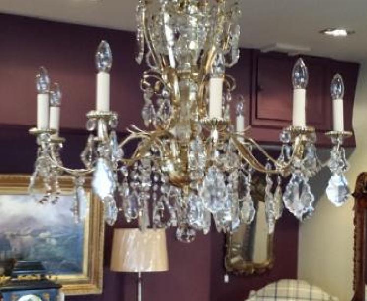 Stunning 1920's Crystal Cut Glass Chandelier - Image 4