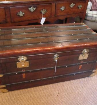 Stunning 19th Century French Leather Cabin Trunk