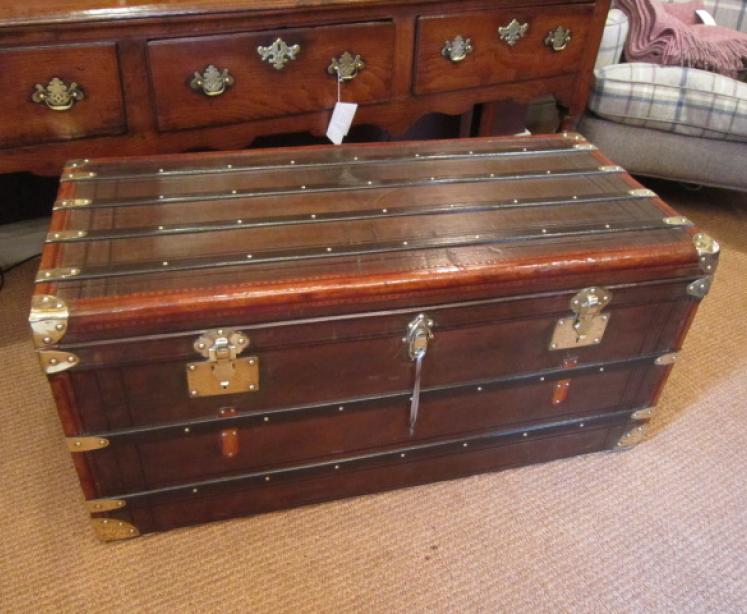 Stunning 19th Century French Leather Cabin Trunk - Image 1