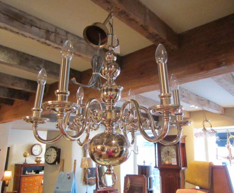 Small Edwardian Nickel Plated Chandelier - Image 1