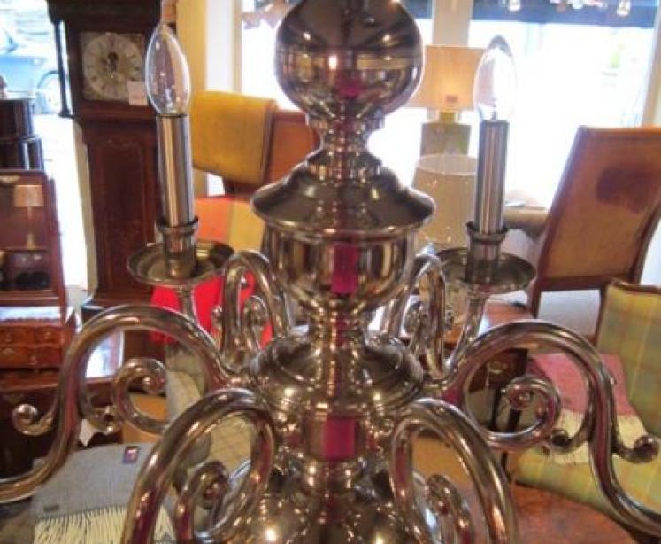 Small Edwardian Nickel Plated Chandelier - Image 3