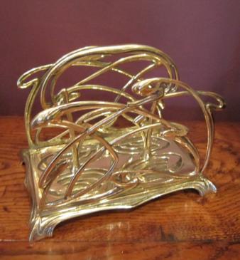 Stylish Art Nouveau Brass Letter Rack