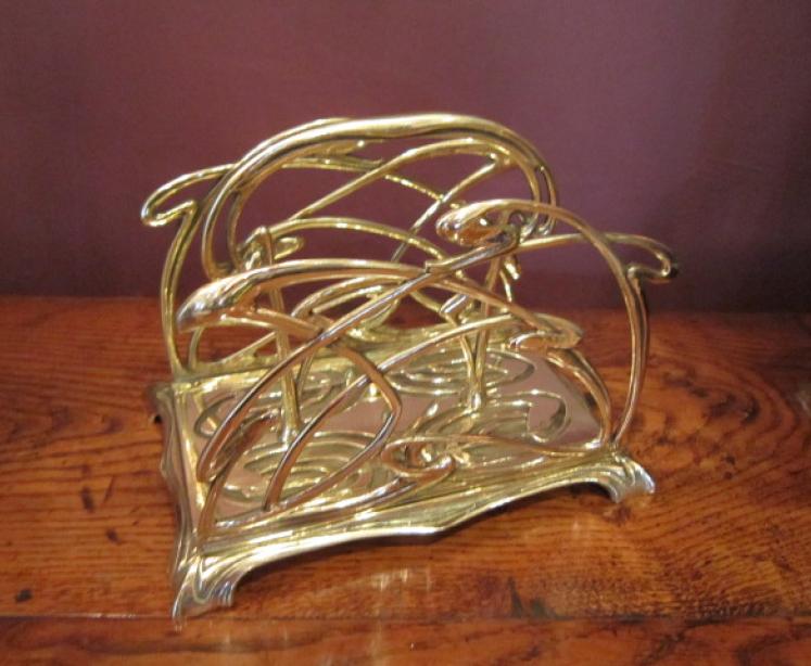 Stylish Art Nouveau Brass Letter Rack - Image 1