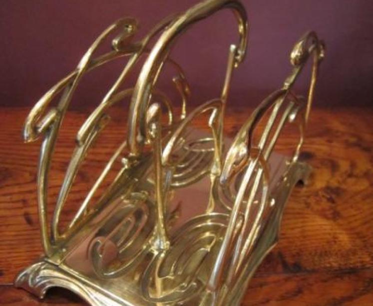 Stylish Art Nouveau Brass Letter Rack - Image 2