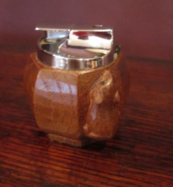 Rare Mouseman Oak Table Lighter