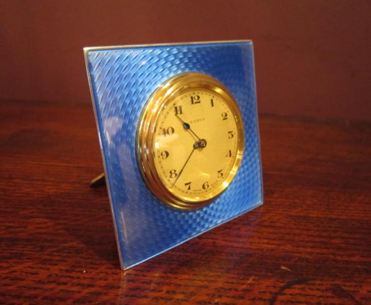 Art Deco Enamel & Silver Travelling Clock - Image 4