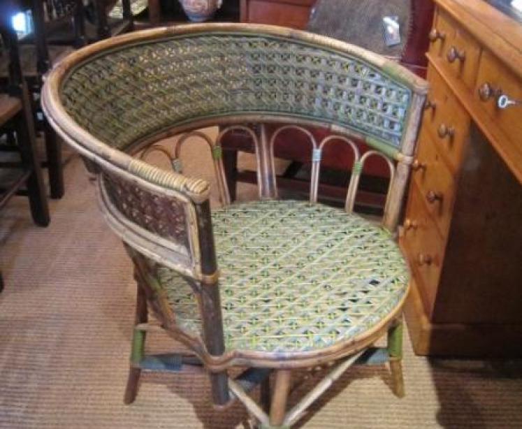 Unusual 1920's Cane & Rattan Armchair - Image 1