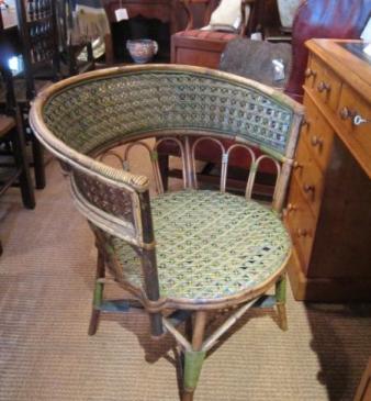 Unusual 1920's Cane & Rattan Armchair