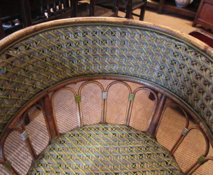 Unusual 1920's Cane & Rattan Armchair - Image 3