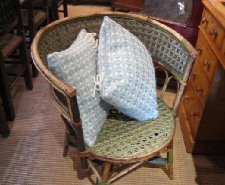 Unusual 1920's Cane & Rattan Armchair - Image 4