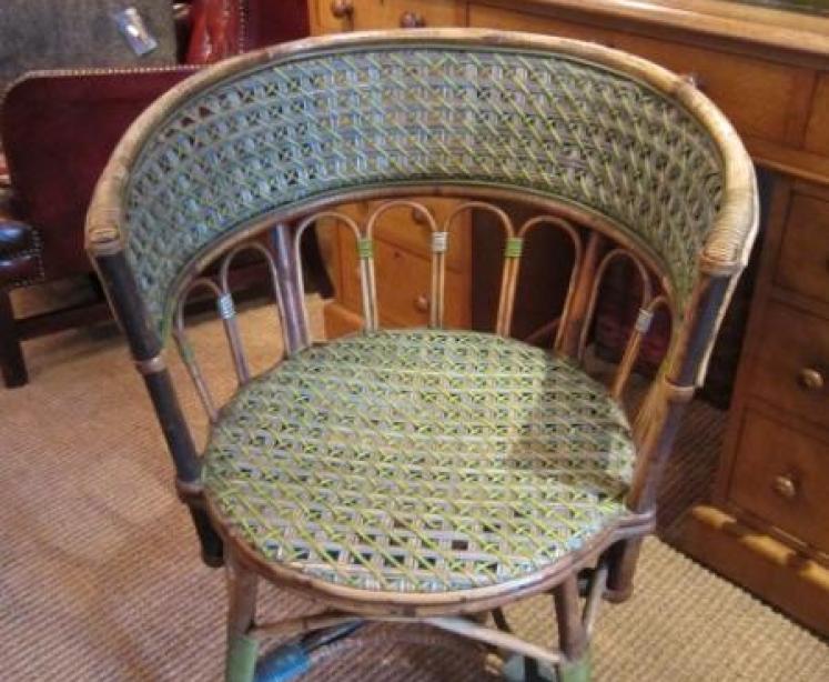 Unusual 1920's Cane & Rattan Armchair - Image 5