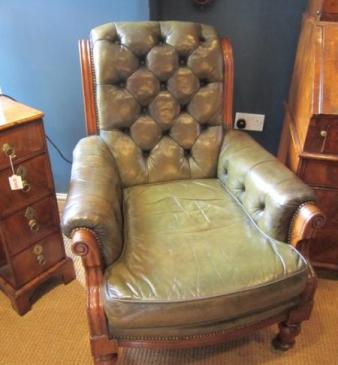 Superb Mid 19th Century Leather Library Chair