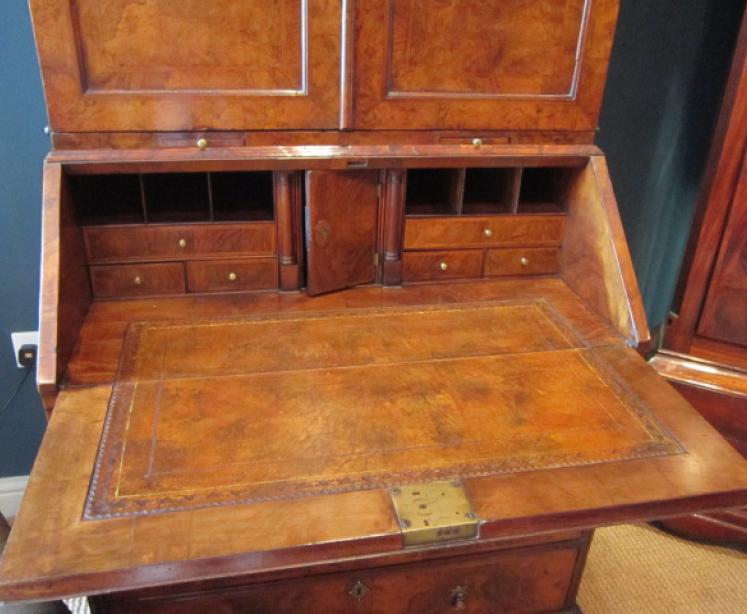 Fine William & Mary Period Walnut Bureau Bookcase - Image 2