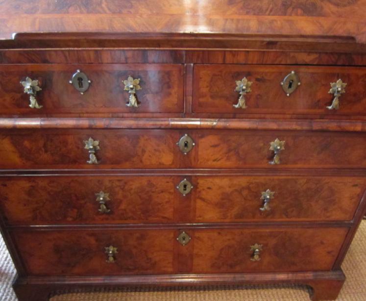 Fine William & Mary Period Walnut Bureau Bookcase - Image 4