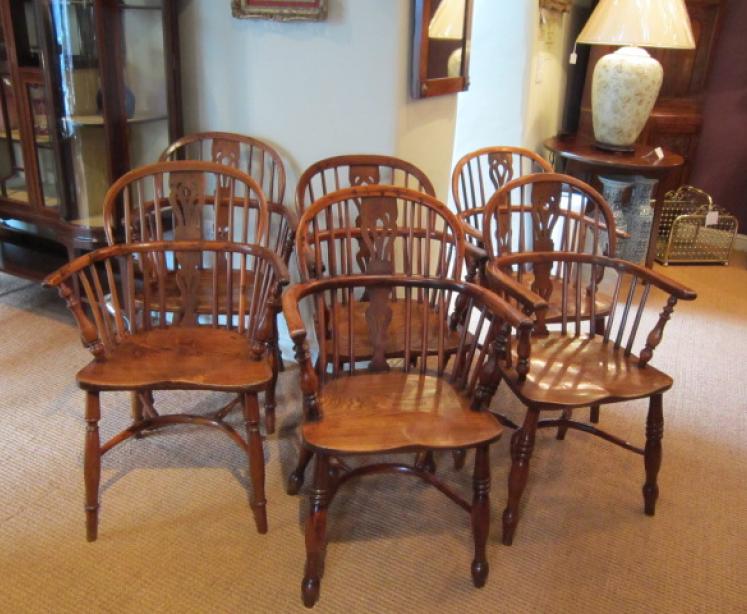 Superb Set of Six Harlequin Windsor Armchairs - Image 1