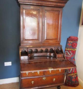 Superb Queen Anne Welsh Oak Bureau Bookcase