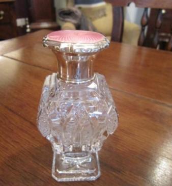Art Deco Silver & Enamel Top Scent Bottle
