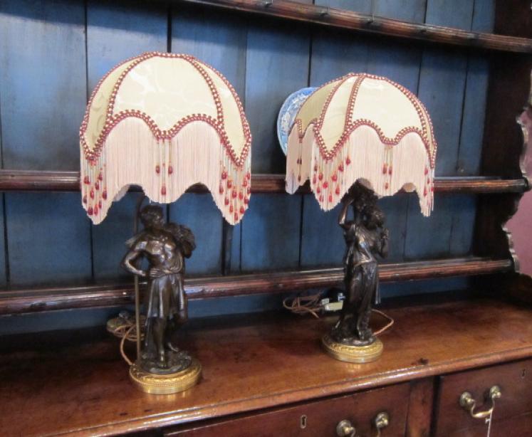 Stunning Pair of Bronze Figurine Lamps - Image 1