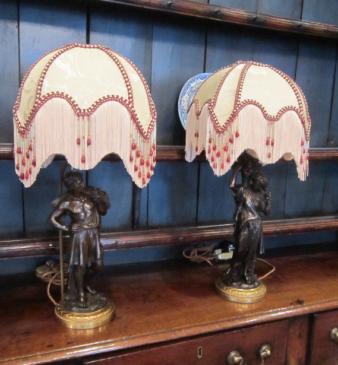 Stunning Pair of Bronze Figurine Lamps