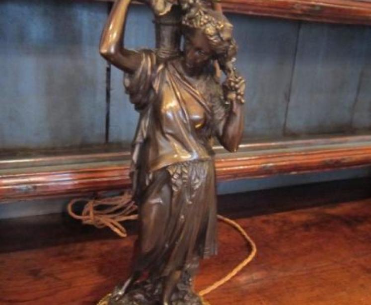 Stunning Pair of Bronze Figurine Lamps - Image 4