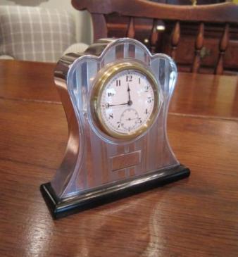 Pretty Art Deco Silver Mantel Clock