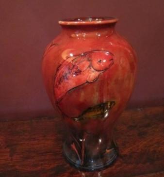 Stunning & Rare Moorcroft Flambe Fishes Vase