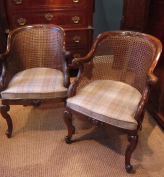 Fine Pair of William IV Bergere Library Chairs