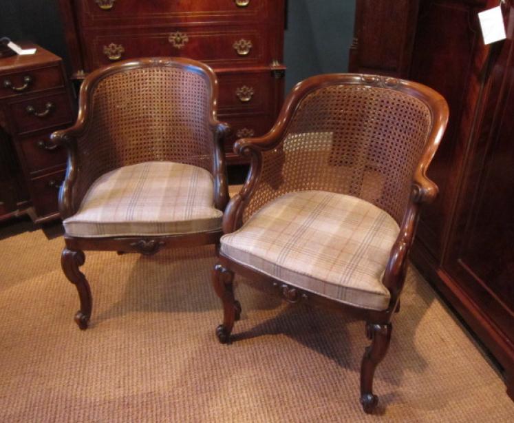 Fine Pair of William IV Bergere Library Chairs - Image 1