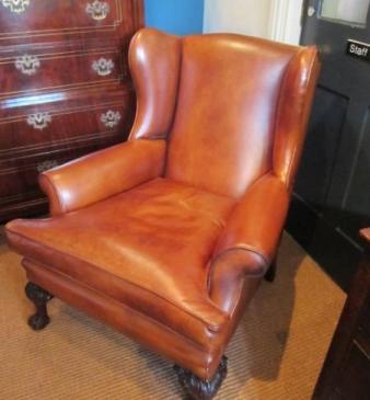 Superb Victorian Leather Wing Armchair