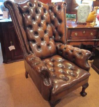 Stunning Large Edwardian Leather Wing Armchair