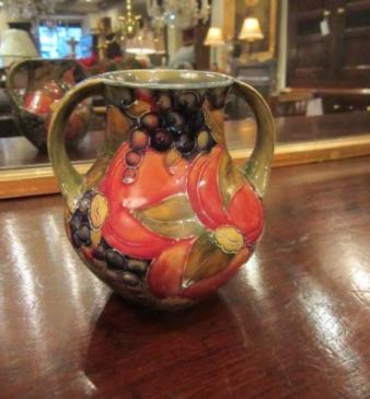 Rare Early Moorcroft Twin Handled Ochre Vase