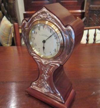 Stunning Art Nouveau Silver Fronted Mantel Clock