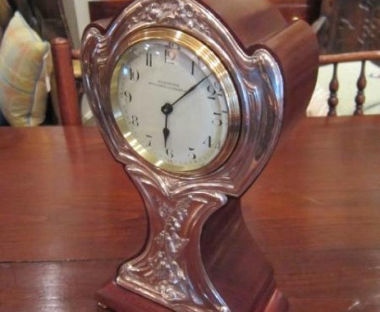 Stunning Art Nouveau Silver Fronted Mantel Clock - Image 1