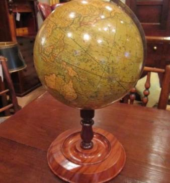 Rare Mid Victorian 10" Plaster Terrestrial Globe