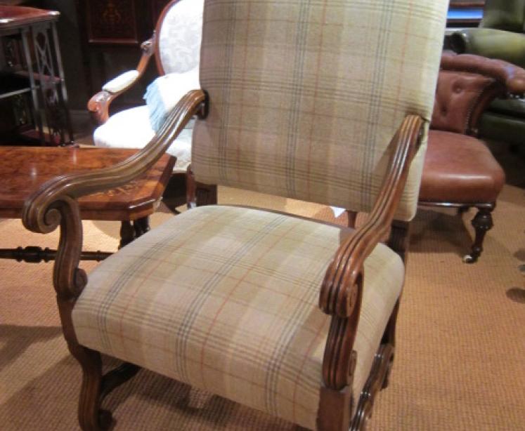 Fine Pair of Mid Victorian Walnut Upholstered Armchairs - Image 3