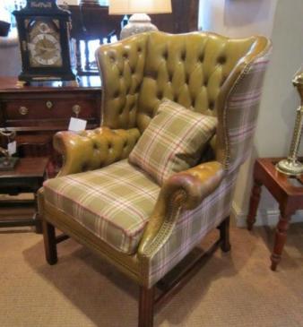Superb Edwardian Leather Buttoned Wing Armchair