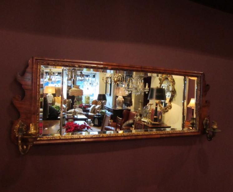 Superb George III Walnut Double Scounce Wall Mirror - Image 1