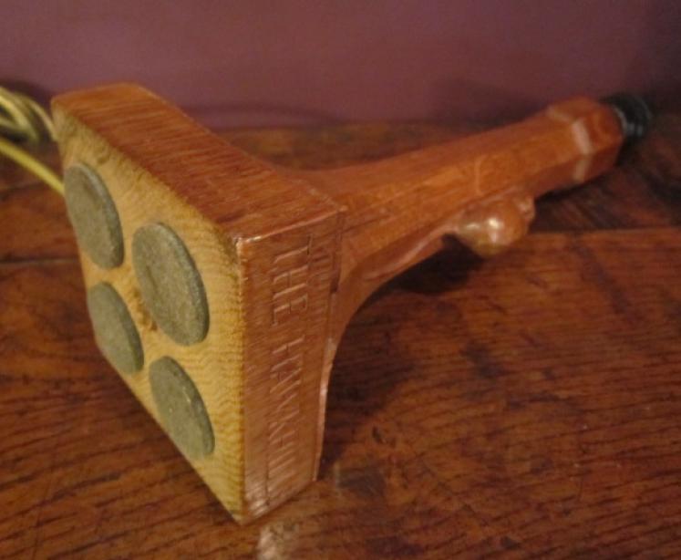 Old Mouseman Azed Oak Table Lamp - Image 5