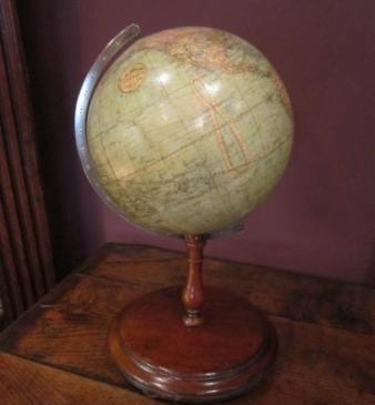 Rare Late Victorian 8" Plaster Terrestrial Globe