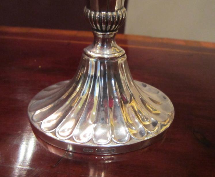 Quality Pair of Victorian Silver Classical Style Candlesticks - Image 3