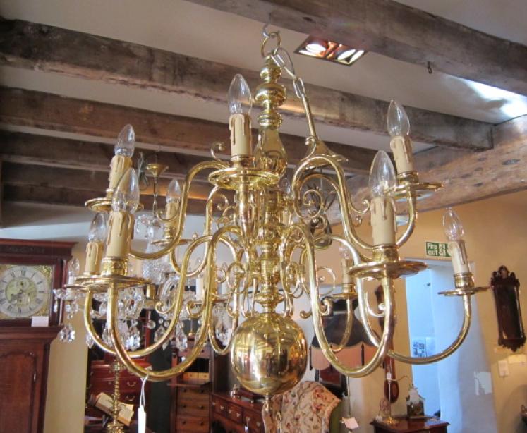 Superb Edwardian Two Tier Solid Brass Chandelier - Image 1