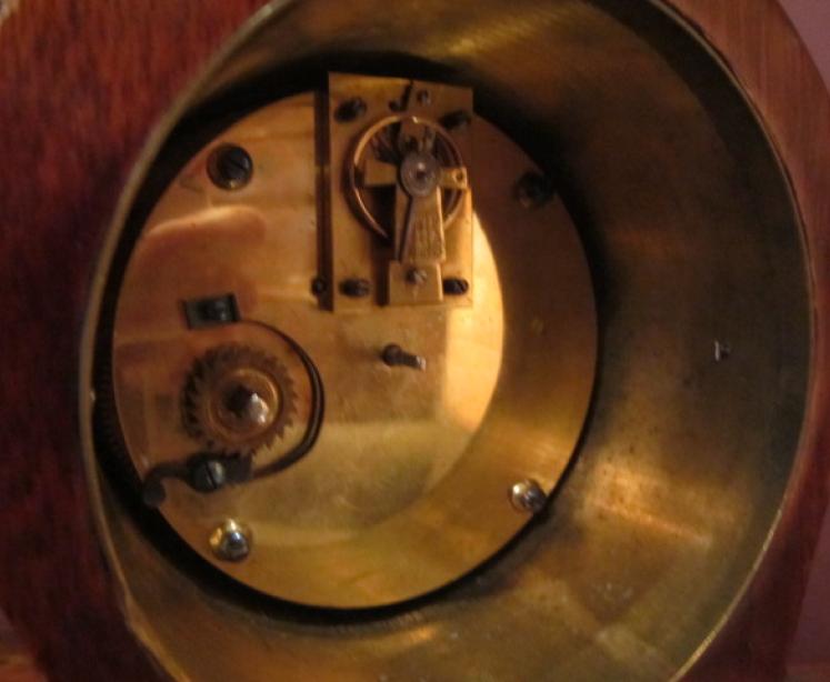 Superb Quality Edwardian Fruitwood Inlaid Mantel Clock - Image 5