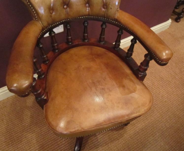 Top Quality Victorian Leather Desk Chair - Image 3